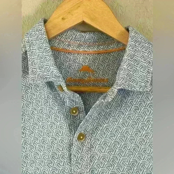 Tommy Bahama Mod Palms Geo IslandZone Polo Blue/White Men's Small - Picture 2 of 8
